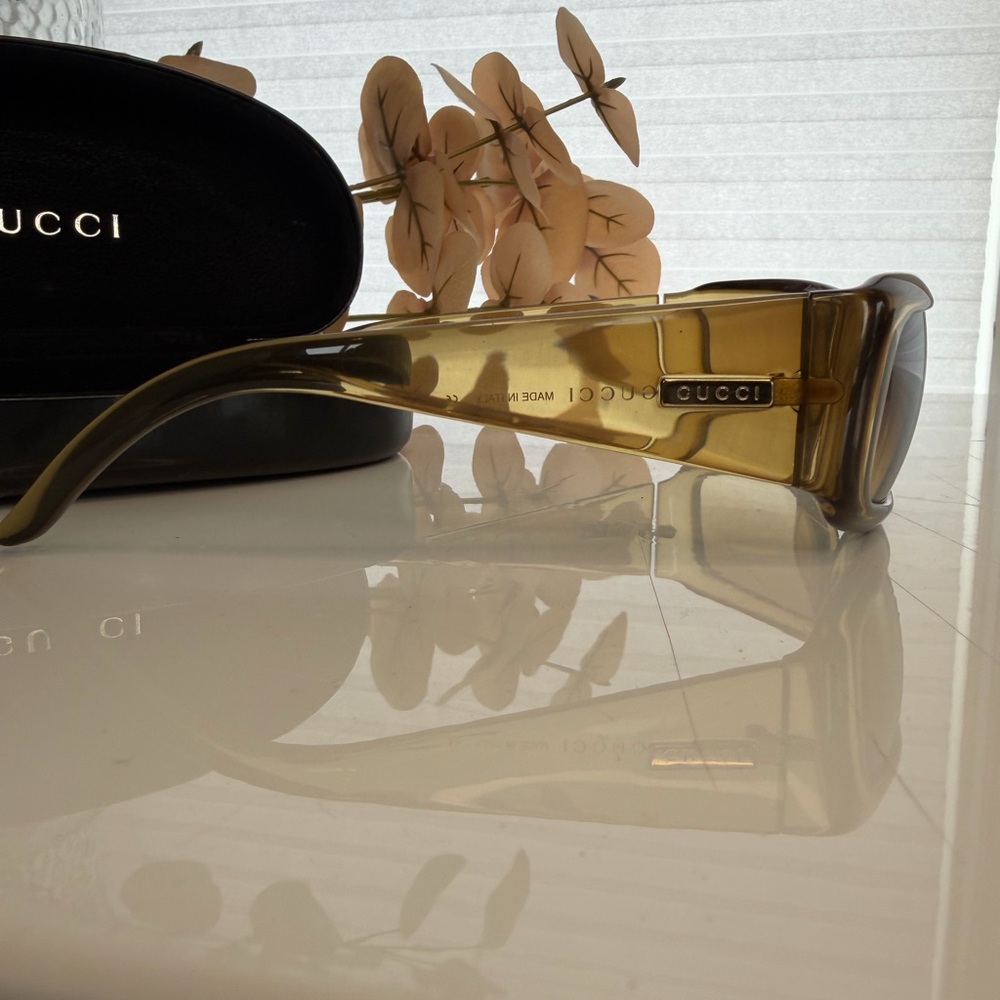 Vintage Gucci Translucent Olive Green Brown Sunglasses EUC - Picture 3 of 8